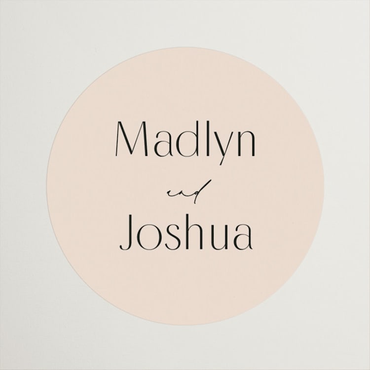 "Classic Modern" - Rehearsal Dinner Favor Stickers in Almond by Morgan Kendall - Front