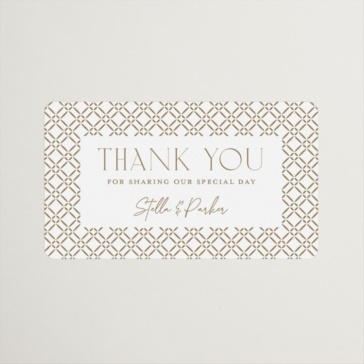 "Rattan" - Rehearsal Dinner Favor Stickers in Almond by Yaling Hou Suzuki - Front