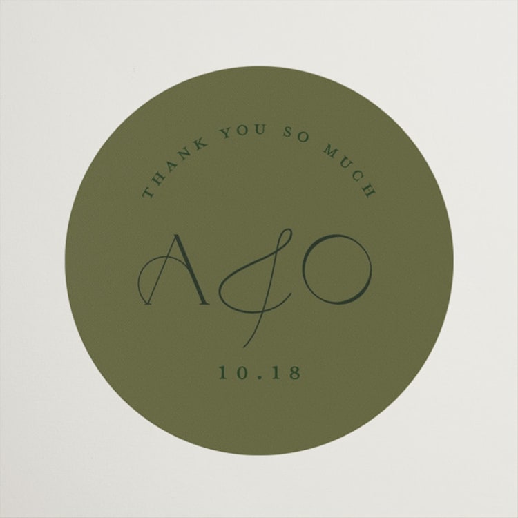 "Annie" - Rehearsal Dinner Favor Stickers in Sage by Stephanie Hawkes - Front