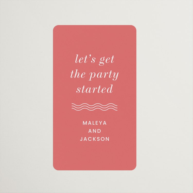"Party Started" - Rehearsal Dinner Favor Stickers in Flamingo by Kaydi Bishop - Front