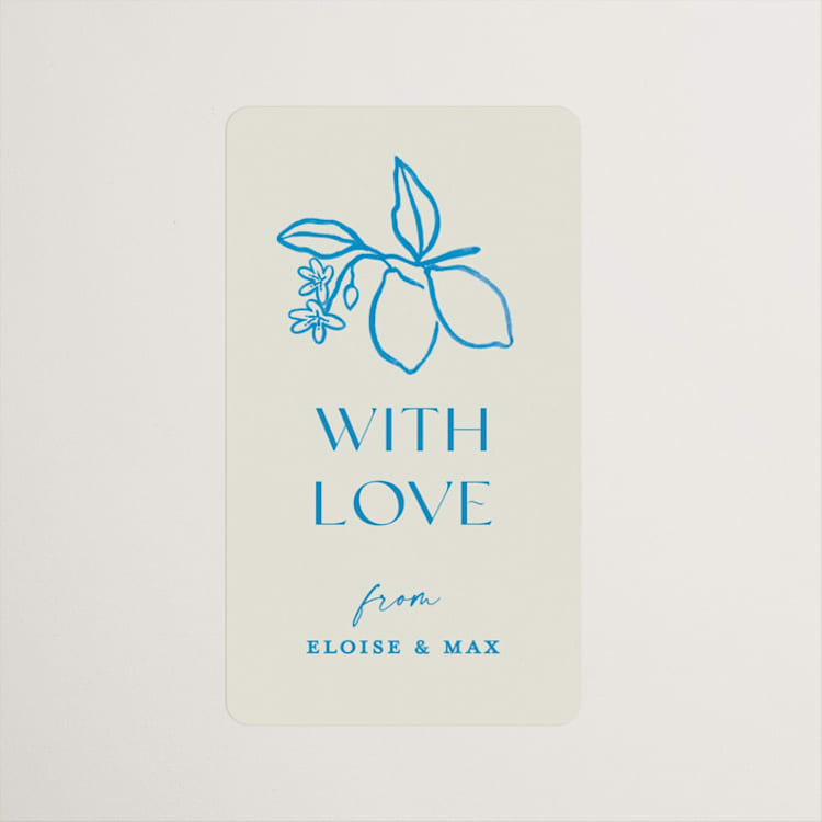 "Mediterraneo" - Rehearsal Dinner Favor Stickers in Ocean by Pati Cascino - Front