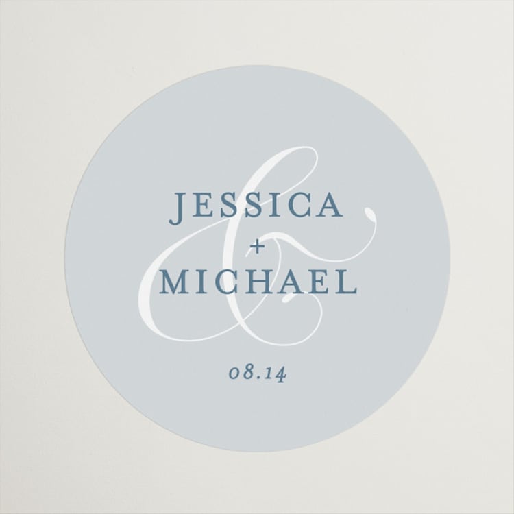 "Empire" - Rehearsal Dinner Favor Stickers in Dusty Blue by Jennifer Postorino - Front