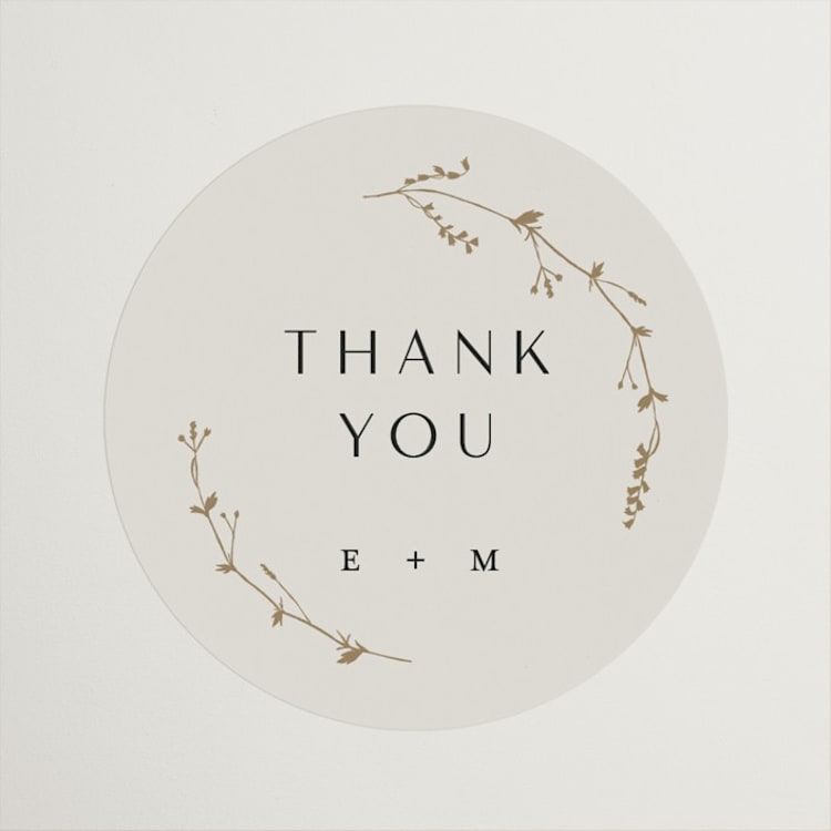 "Vine Wrap" - Rehearsal Dinner Favor Stickers in Champagne by Amy Kross - Front