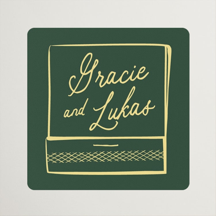 "Matchbooks" - Rehearsal Dinner Favor Stickers in Vetiver by Jennifer Lew - Front