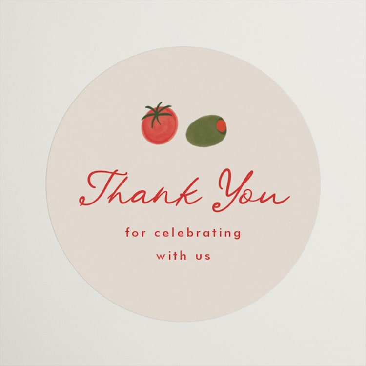 "Olive Bites" - Rehearsal Dinner Favor Stickers in Saucy by Anna Elder - Front