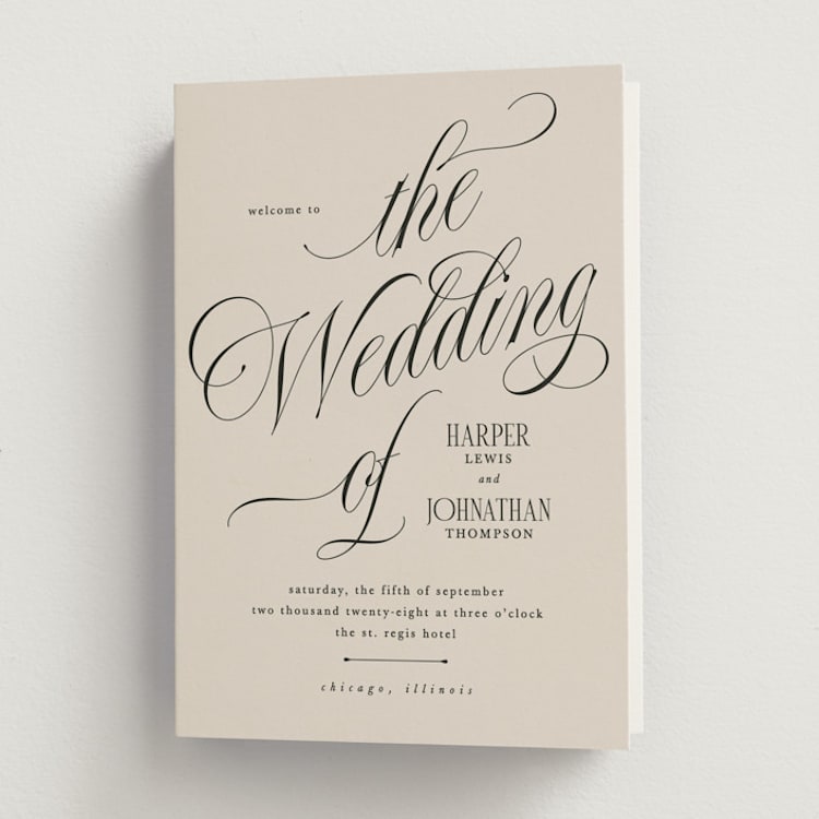 "Mirin" - Wedding Programs in Linen by Kate Ahn - Front
