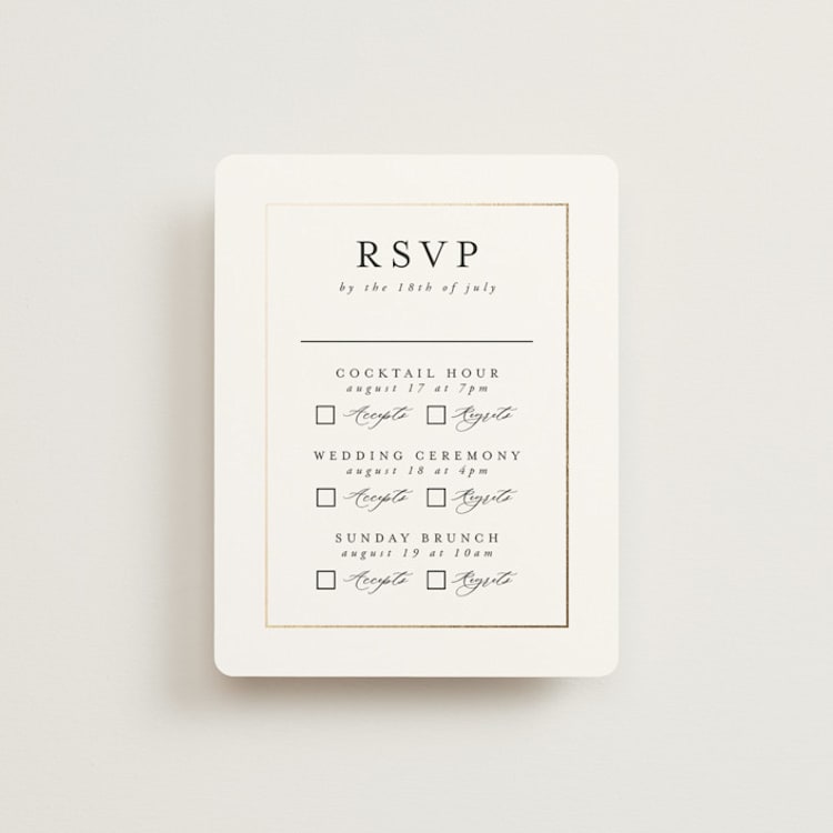 "Gilded frame" - Foil-Pressed Multi-Event RSVP Cards in Pearl by Nicole Walsh - Front