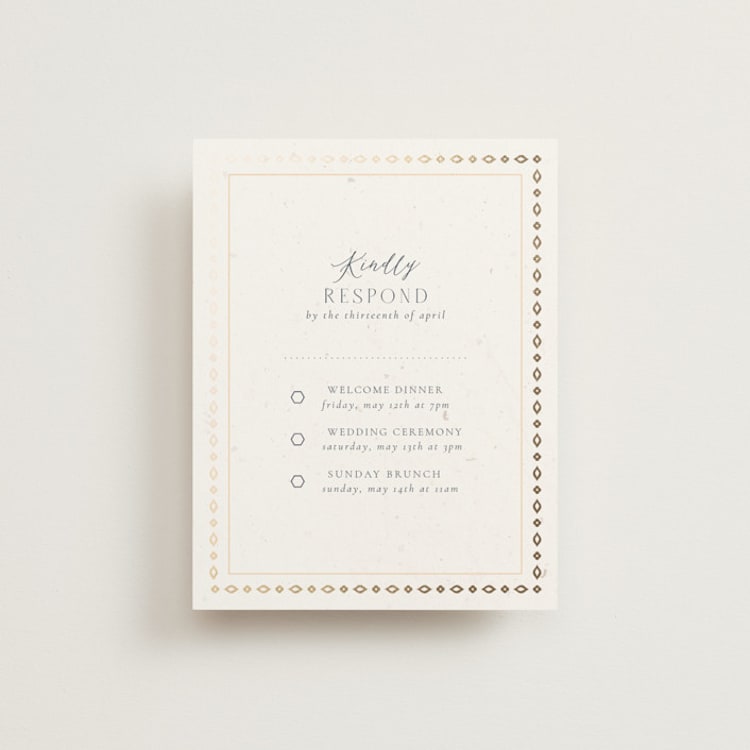 "Islamic Arch" - Foil-Pressed Multi-Event RSVP Cards in Scarlet by Sabrin Deirani - Front