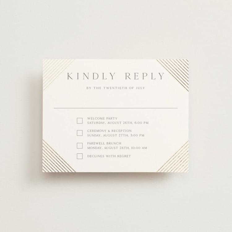 "Song of Solomon" - Foil-Pressed Multi-Event RSVP Cards in Slate by Vanessa Doyle - Front