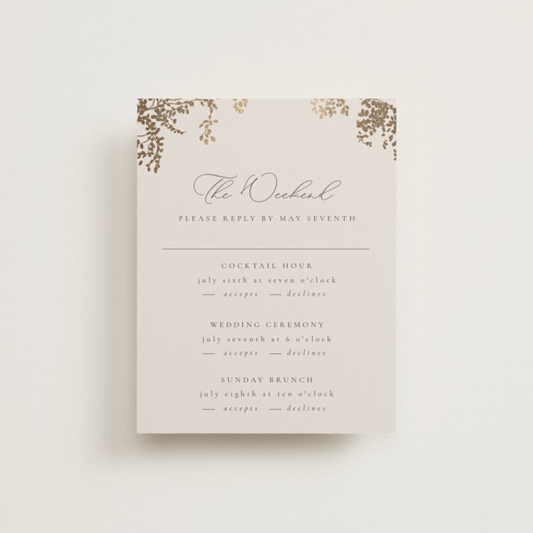 "forever and a day" - Foil-Pressed Multi-Event RSVP Cards in Luxe Neutral by Design Lotus - Front