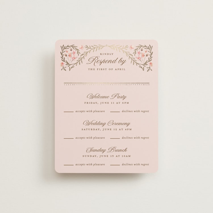 "Victorian" - Foil-Pressed Multi-Event RSVP Cards in Versailles by Claudia Orengo - Front