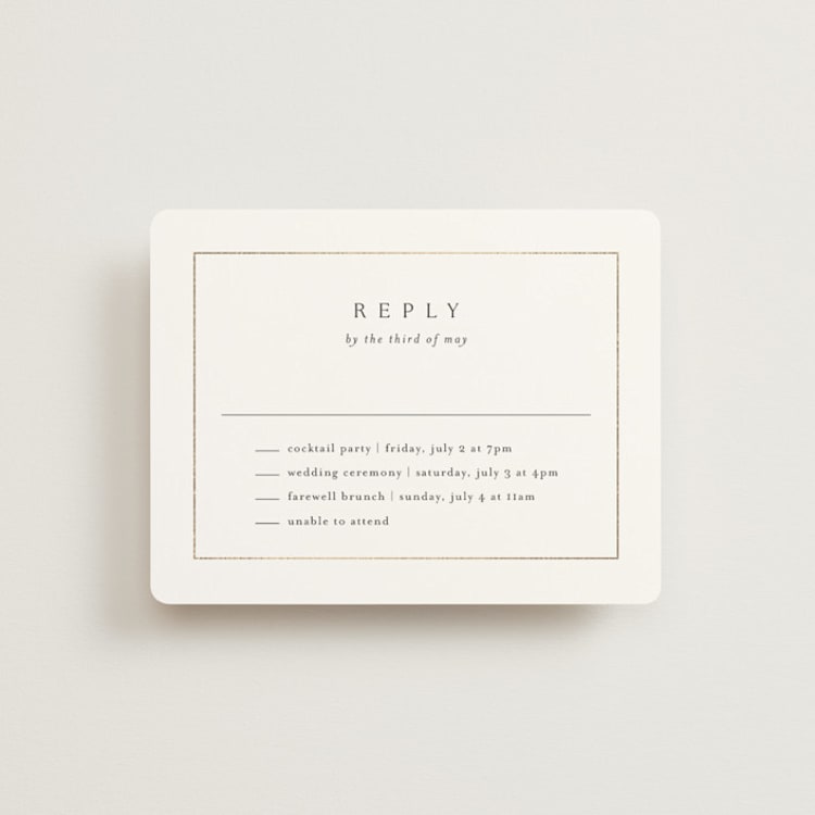 "Framed Monogram" - Foil-Pressed Multi-Event RSVP Cards in Silk by Kelly Schmidt - Front