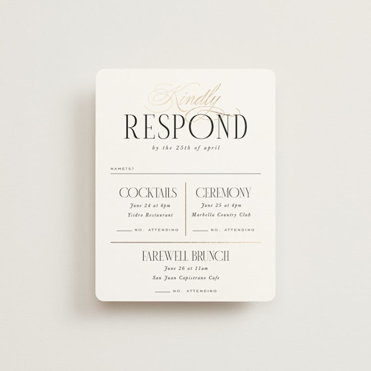 "Unite" - Foil-Pressed Multi-Event RSVP Cards in Opal by Leah Bisch - Front