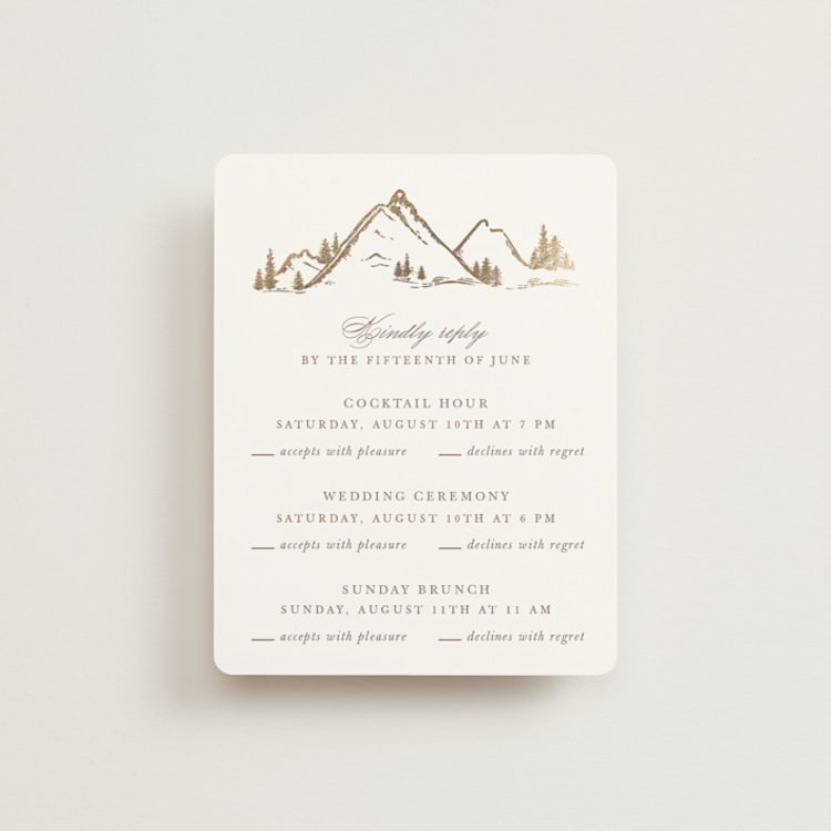 "Colorado" - Foil-Pressed Multi-Event RSVP Cards in Earth by Mansi Verma - Front