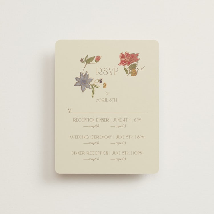 "Radiant Botany" - Foil-Pressed Multi-Event RSVP Cards in Mint by Simona Camp - Front