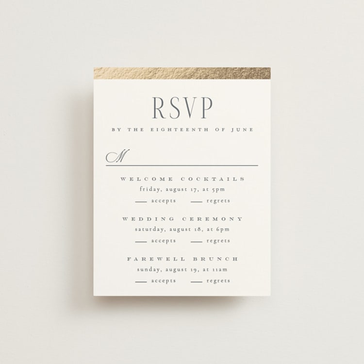 "The Ritz" - Foil-Pressed Multi-Event RSVP Cards in Quartz by Kristie Kern - Front