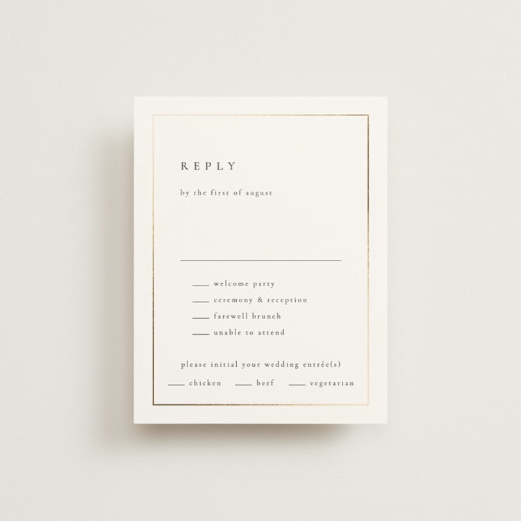 "Golden Ampersand" - Foil-Pressed Multi-Event RSVP Cards in Silk by Kelly Schmidt - Front