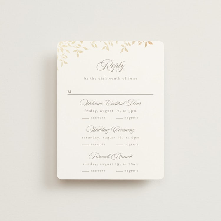 "Aperol" - Foil-Pressed Multi-Event RSVP Cards in Chiffon by Kristie Kern - Front