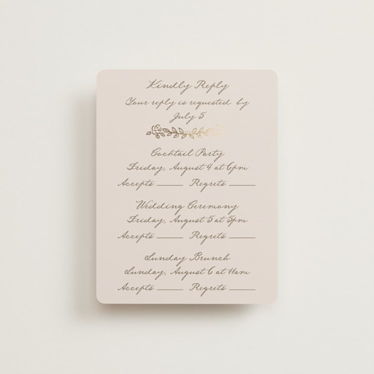 "Manuet" - Foil-Pressed Multi-Event RSVP Cards in Vanilla by Petra Kern - Front