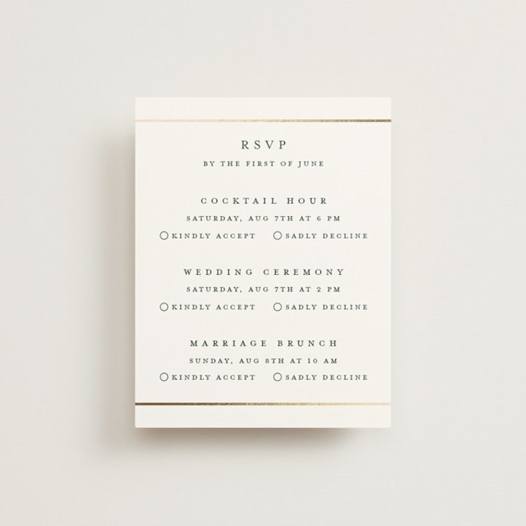 "Style and grace" - Foil-Pressed Multi-Event RSVP Cards in Forest by Stacey Meacham - Front