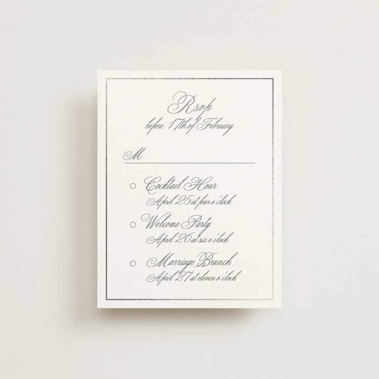 "toulomotiri" - Foil-Pressed Multi-Event RSVP Cards in Sugar by chocomocacino - Front