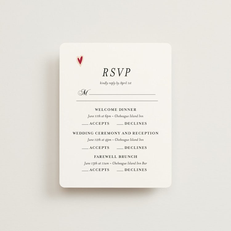 "Amore" - Foil-Pressed Multi-Event RSVP Cards in Snow by Ani Somi - Front
