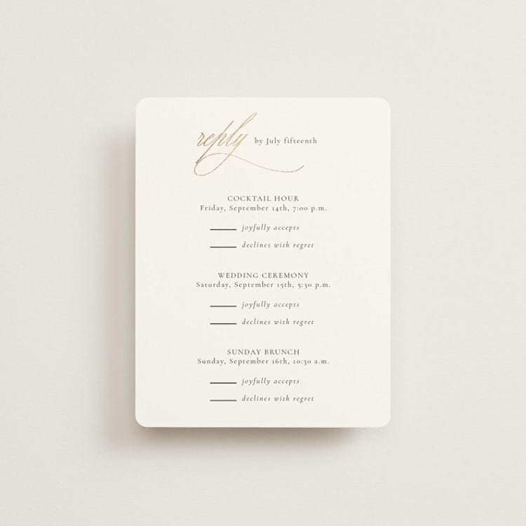 "Aligned" - Foil-Pressed Multi-Event RSVP Cards in Spun Sugar by Jessica Williams - Front