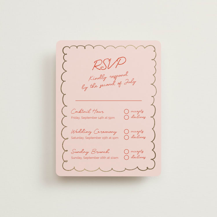 "Party On!" - Foil-Pressed Multi-Event RSVP Cards in Sangria Spark by Zove Ahhh - Front