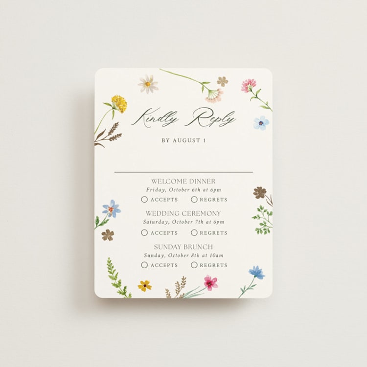 "Bright Garden" - Foil-Pressed Multi-Event RSVP Cards in Garden by Yaling Hou Suzuki - Front