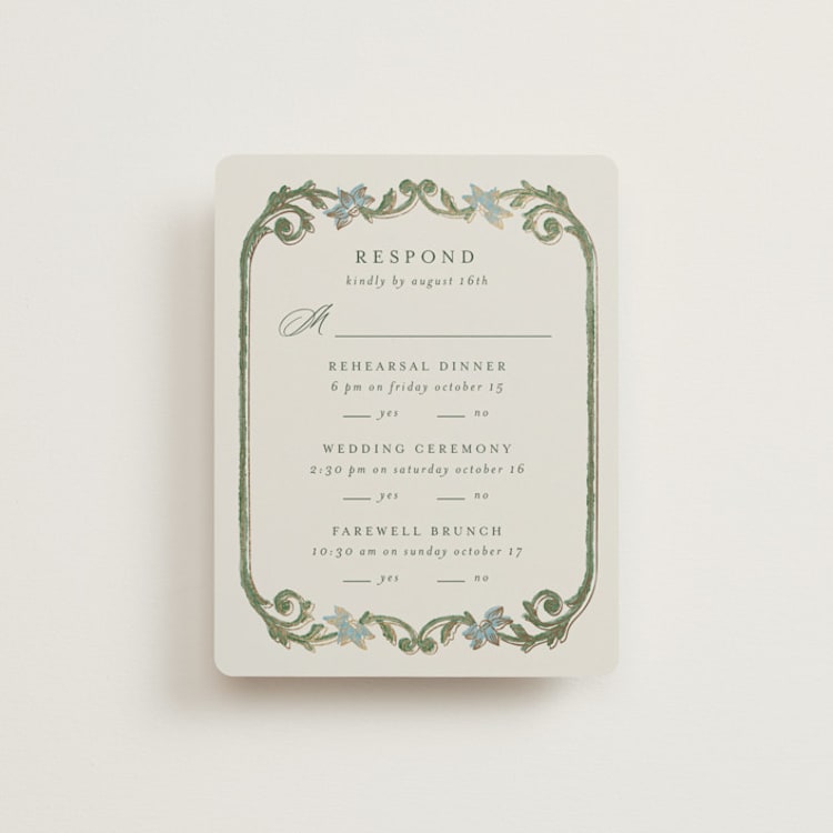"grandeur" - Foil-Pressed Multi-Event RSVP Cards in Bluebell by Jen Owens - Front