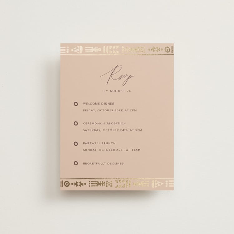 "Cultured Element" - Foil-Pressed Multi-Event RSVP Cards in Sahara by David Michuki - Front