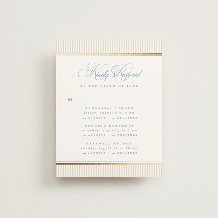 "Patterned florals" - Foil-Pressed Multi-Event RSVP Cards in Powder by Creo Study - Front