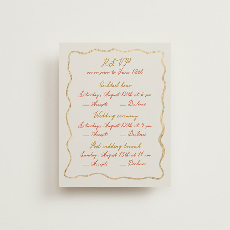 "Chantilly" - Foil-Pressed Multi-Event RSVP Cards in Sunset by Maja Cunningham - Front