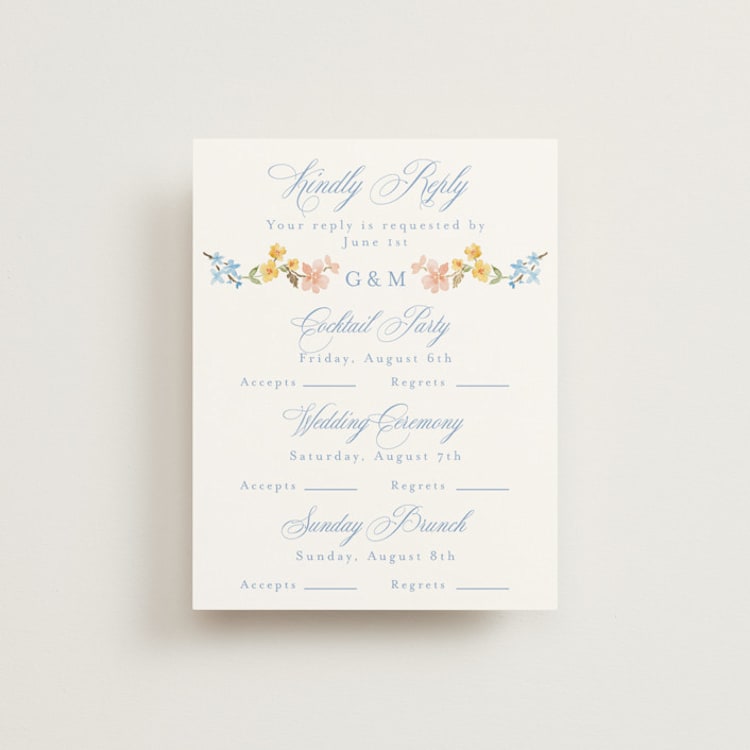"Everlasting Romance" - Foil-Pressed Multi-Event RSVP Cards in Meadow by Petra Kern - Front