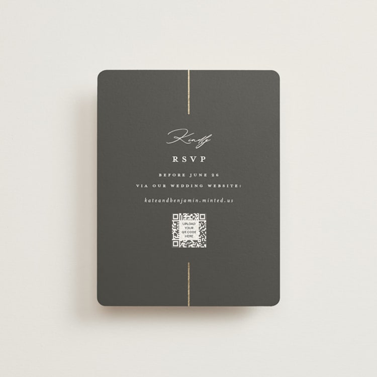 "Formal lines" - Foil-Pressed RSVP Online Enclosure Cards in Iron by Erica Krystek - Front
