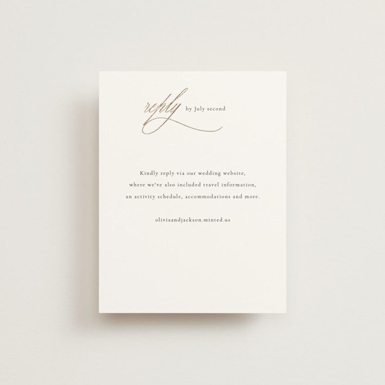 "Fineline" - Foil-Pressed RSVP Online Enclosure Cards in Spun Sugar by Jessica Williams - Front