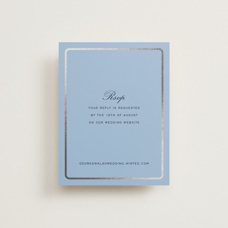 "Aperitif" - Foil-Pressed RSVP Online Enclosure Cards in Sky by Megan Davis - Front