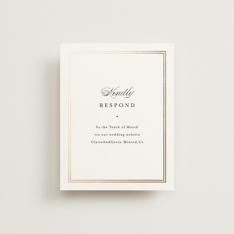 "Timeless Together" - Foil-Pressed RSVP Online Enclosure Cards in Tuxedo by Carolyn MacLaren - Front