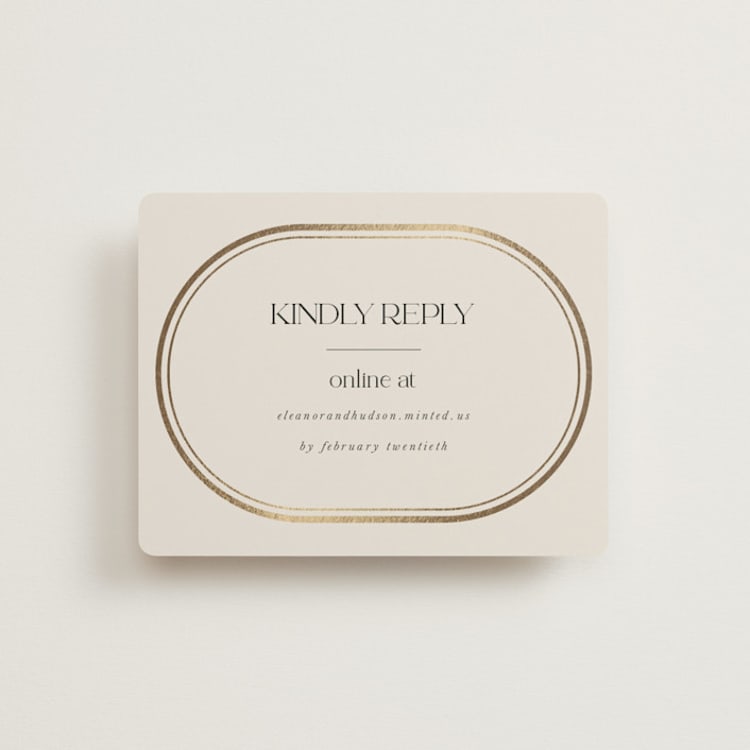 "oval" - Foil-Pressed RSVP Online Enclosure Cards in Sandstone by lori jacobs wemple - Front