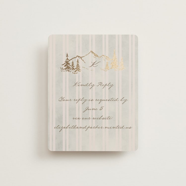 "Mountain Love" - Foil-Pressed RSVP Online Enclosure Cards in Dew by Petra Kern - Front