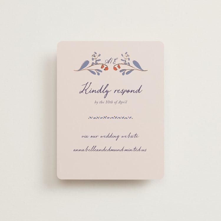 "Together in Bloom" - Foil-Pressed RSVP Online Enclosure Cards in Wisteria by Monika Konieczna - Front