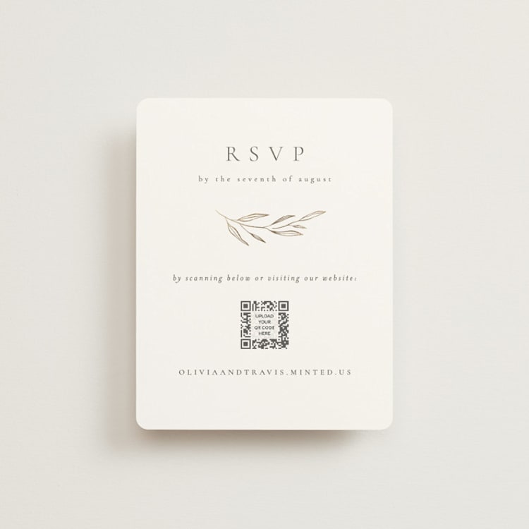 "Leaves" - Foil-Pressed RSVP Online Enclosure Cards in Moss by Kelly Schmidt - Front