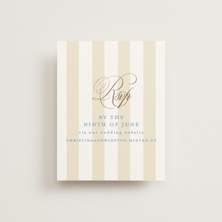 "Patterned florals" - Foil-Pressed RSVP Online Enclosure Cards in Powder by Creo Study - Front