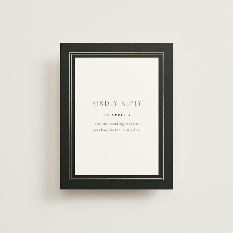 "Majesty" - Foil-Pressed RSVP Online Enclosure Cards in Onyx by Nicoletta Savod - Front