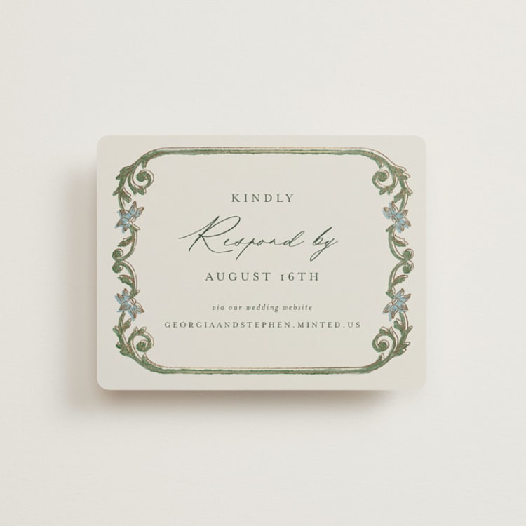 "grandeur" - Foil-Pressed RSVP Online Enclosure Cards in Bluebell by Jen Owens - Front