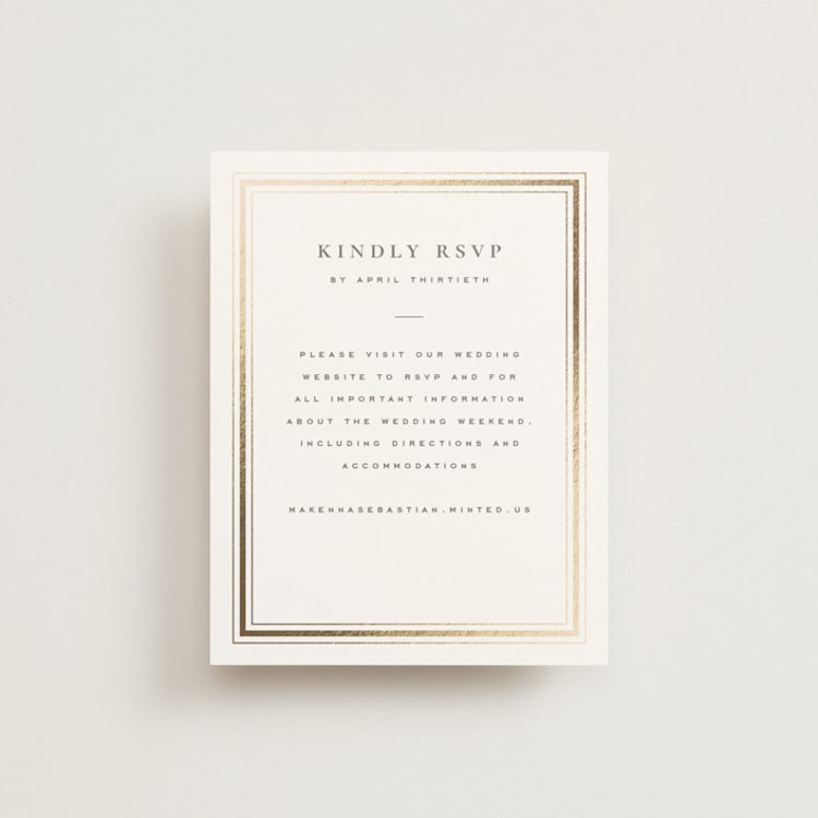 "Hampton" - Foil-Pressed RSVP Online Enclosure Cards in Chantilly by Wildfield Paper Co - Front
