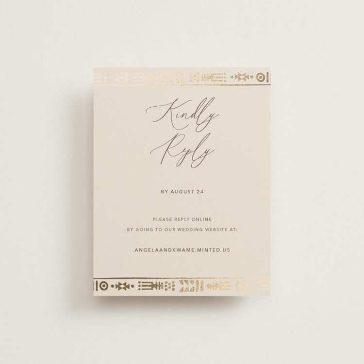 "Cultured Element" - Foil-Pressed RSVP Online Enclosure Cards in Sahara by David Michuki - Front