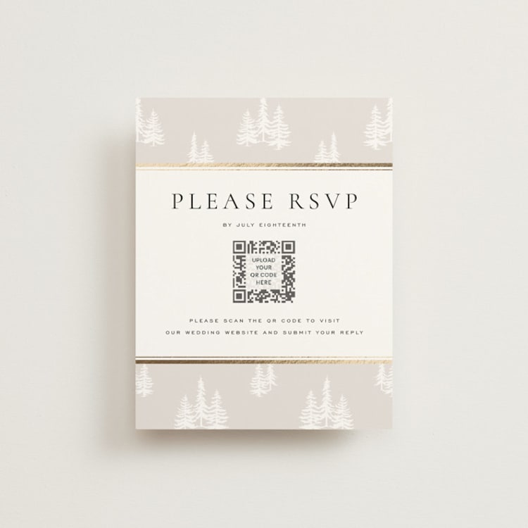 "Gilded Forest" - Foil-Pressed RSVP Online Enclosure Cards in Snow by Stacy Maalouf - Front