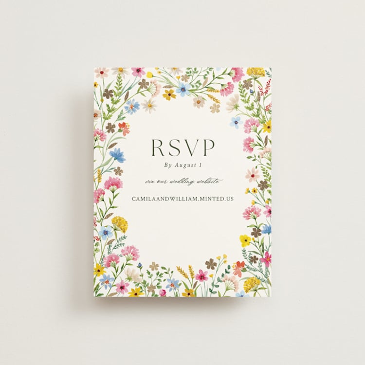 "Bright Garden" - Foil-Pressed RSVP Online Enclosure Cards in Garden by Yaling Hou Suzuki - Front