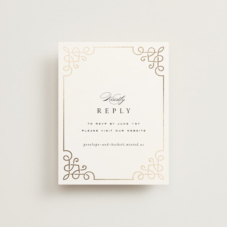 "Intertwined" - Foil-Pressed RSVP Online Enclosure Cards in Pearl by Janean Hinger - Front